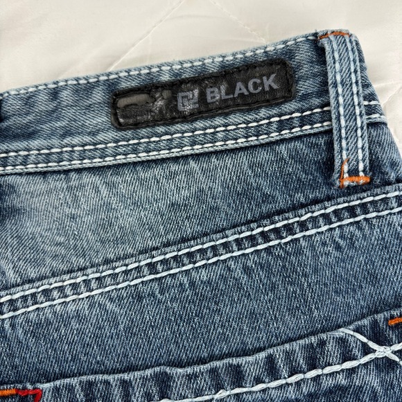 CJ Black Bootcut Jeans Men's 30x30 Blue Denim Red Stitch Distressed - Picture 6 of 12